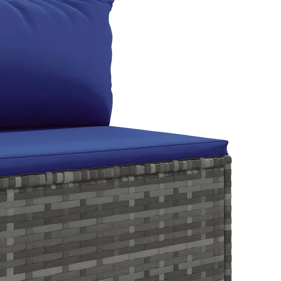 Salon de jardin avec coussins 10 pcs gris résine tressée - 8