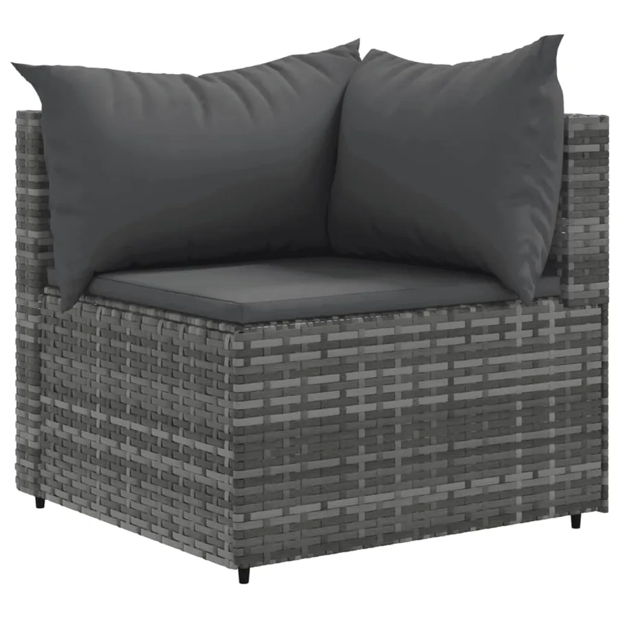 Salon de jardin 11 pcs avec coussins gris résine tressée - 3
