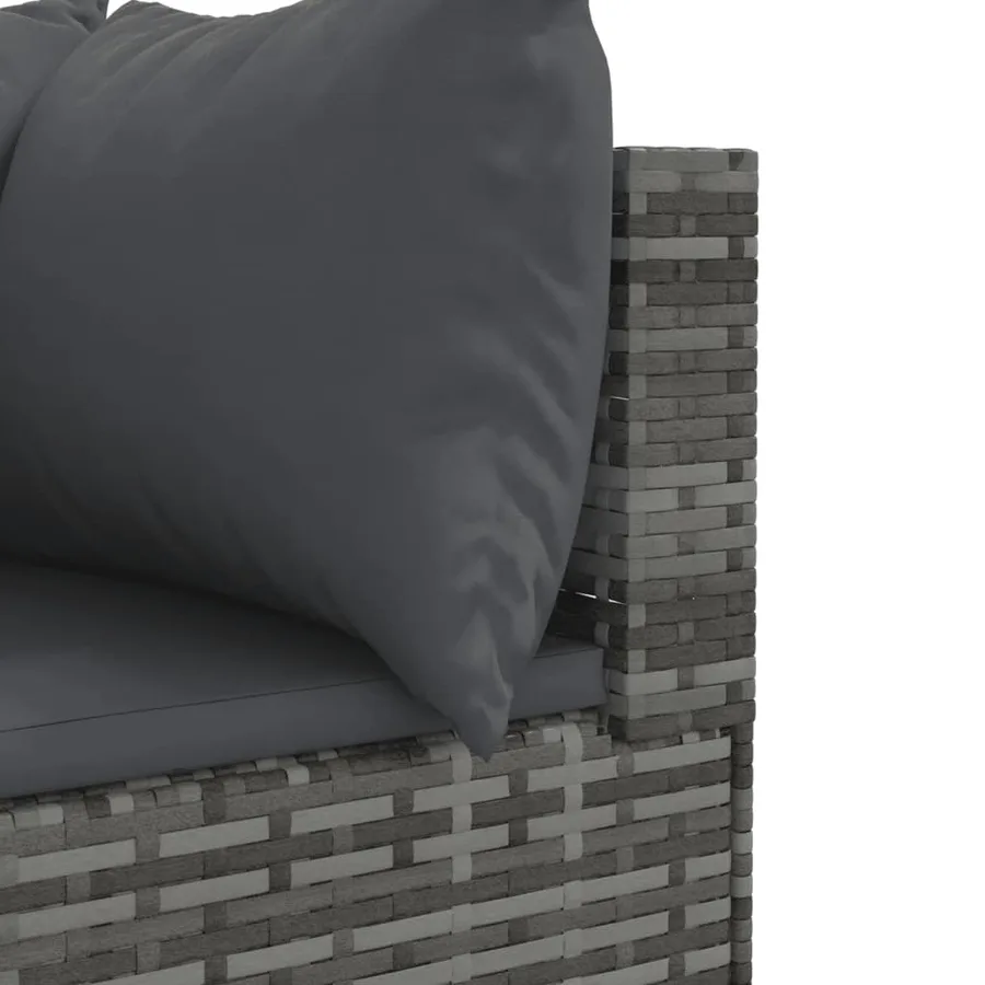 Salon de jardin 11 pcs avec coussins gris résine tressée - 7