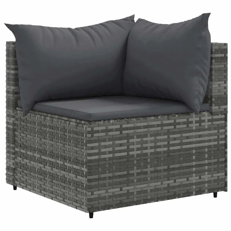 Salon de jardin 8 pcs avec coussins Gris Résine tressée - 3
