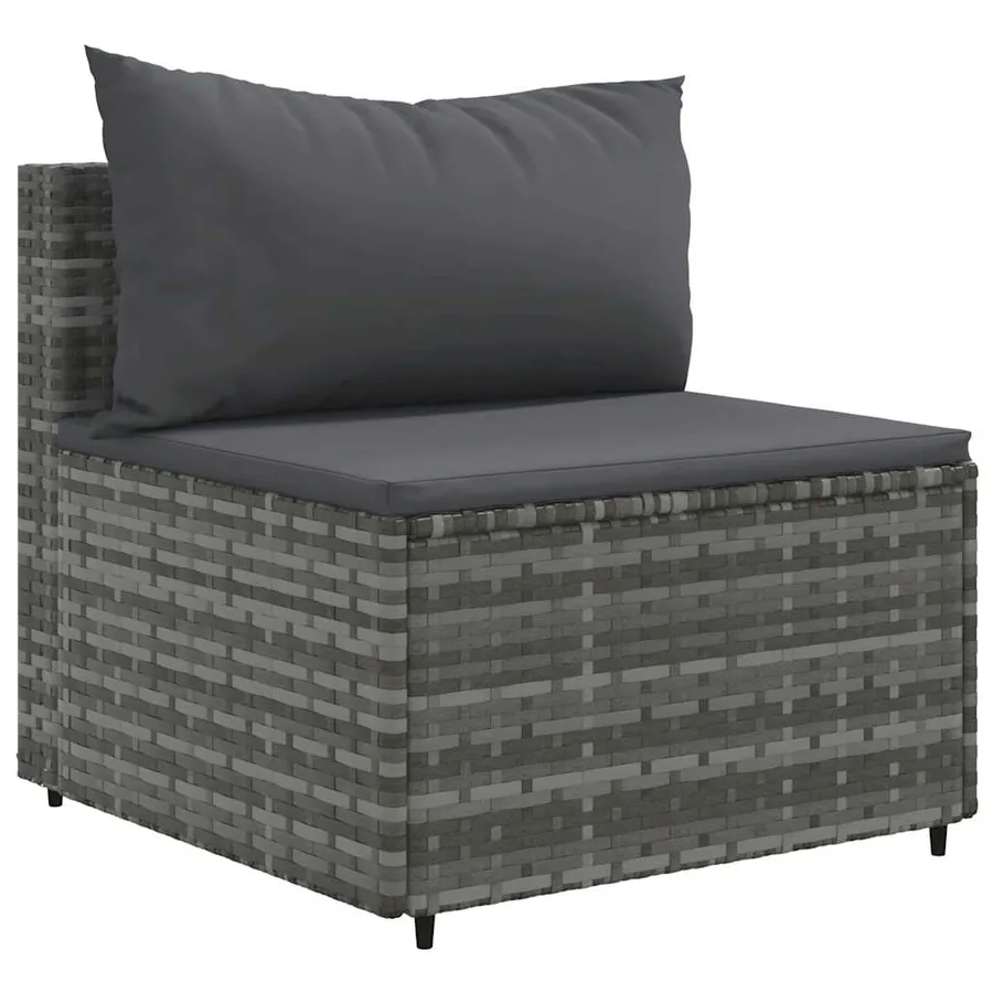 Salon de jardin 8 pcs avec coussins Gris Résine tressée - 4