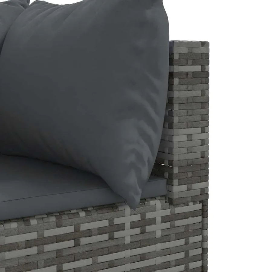 Salon de jardin 8 pcs avec coussins Gris Résine tressée - 9
