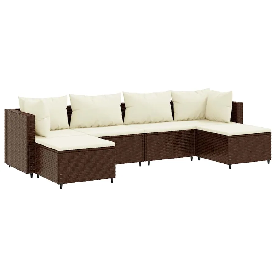 Salon de jardin 6 pcs avec coussins Marron Résine tressée - 2