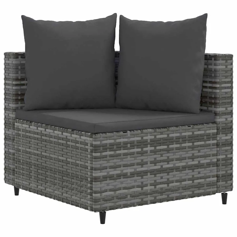 Salon de jardin 8 pcs avec coussins gris résine tressée - 3