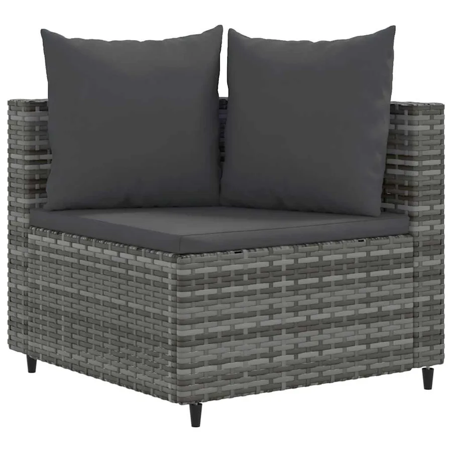 Salon de jardin avec coussins 7 pcs gris résine tressée - 3
