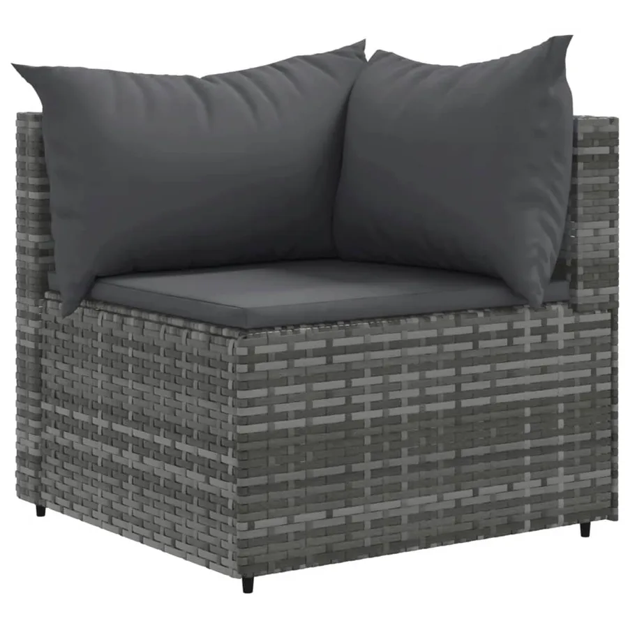 Salon de jardin avec coussins 10 pcs gris résine tressée - 3