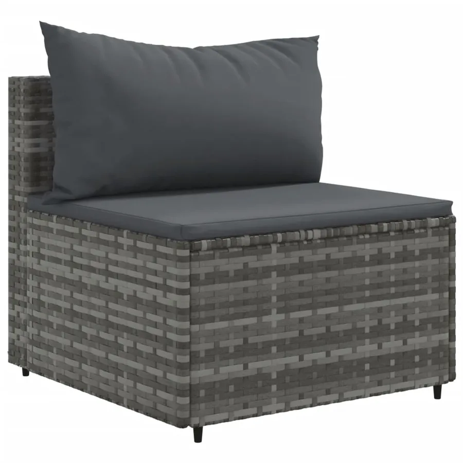 Salon de jardin avec coussins 10 pcs gris résine tressée - 4
