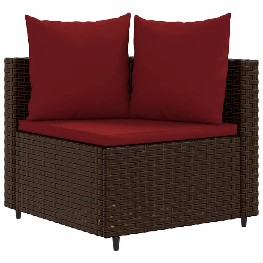 Salon de jardin 4 pcs avec coussins marron résine tressée - 3