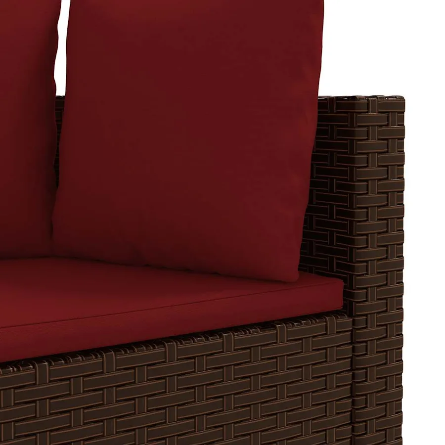 Salon de jardin 4 pcs avec coussins marron résine tressée - 6
