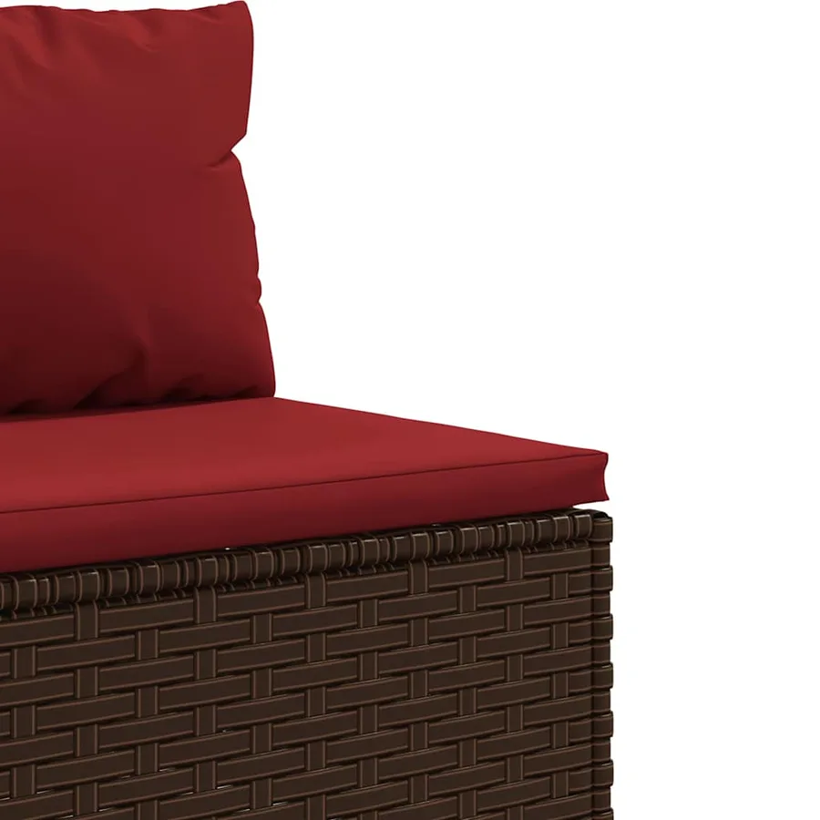 Salon de jardin 4 pcs avec coussins marron résine tressée - 7