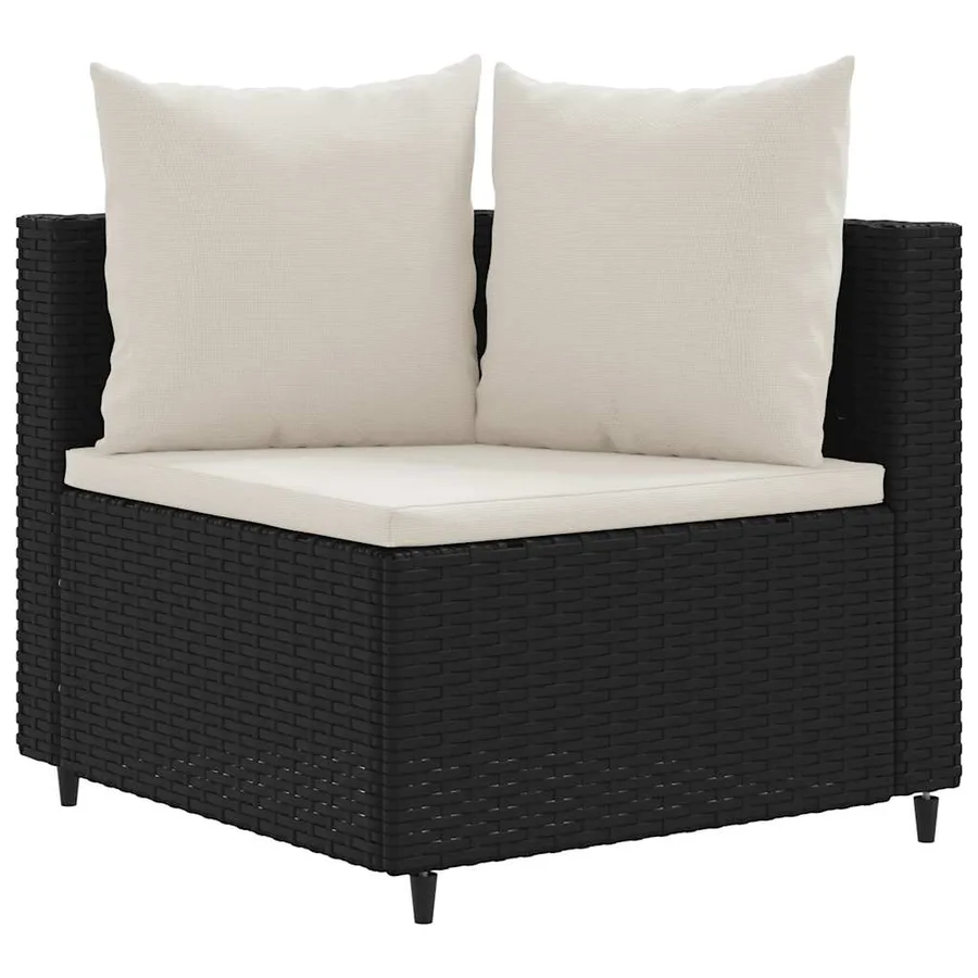 Salon de jardin 6 pcs avec coussins noir résine tressée - 3