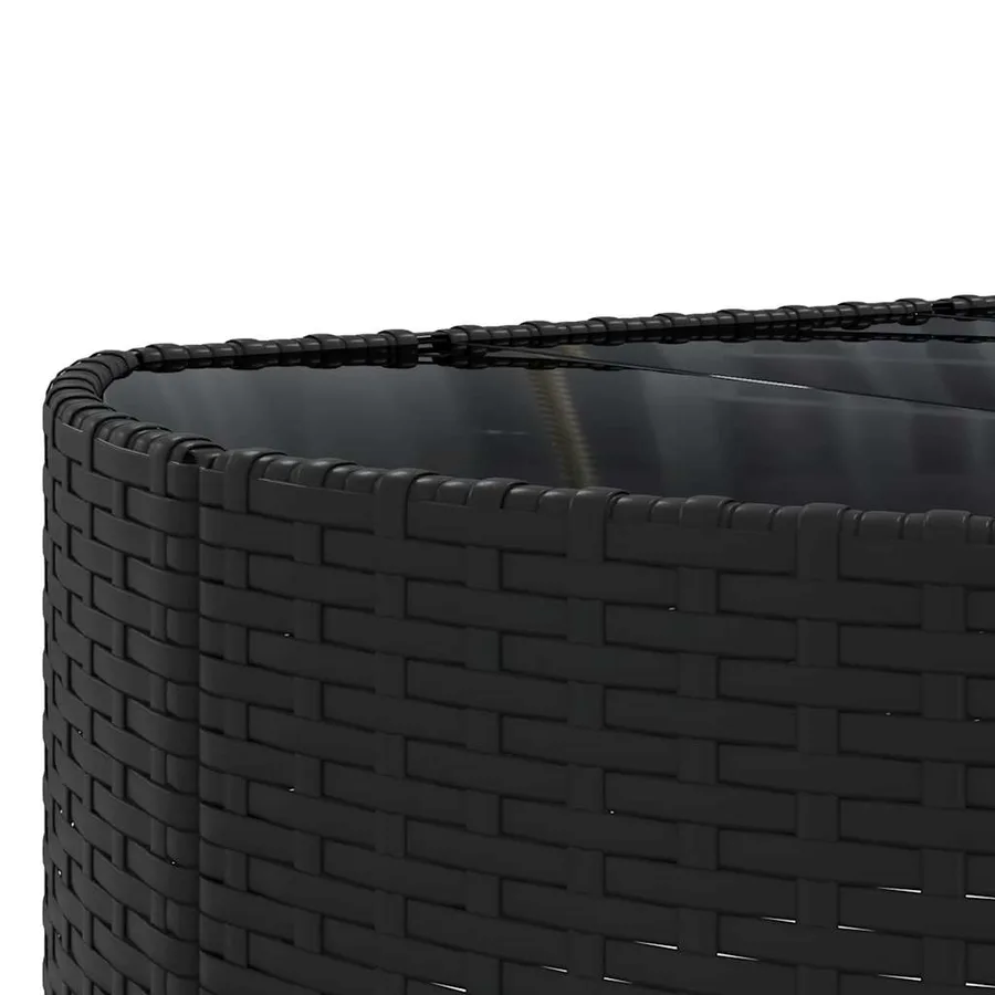 Salon de jardin 6 pcs avec coussins noir résine tressée - 9