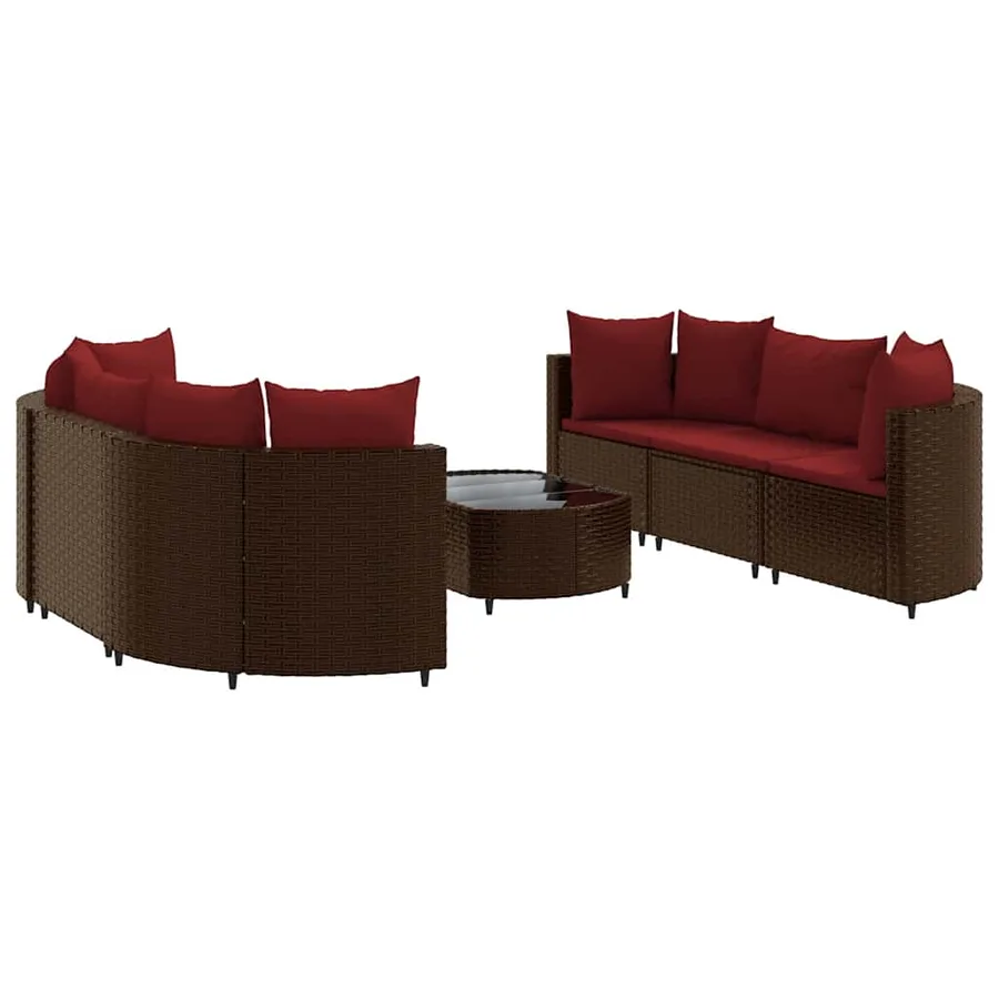 Salon de jardin avec coussins 7 pcs marron résine tressée - 2