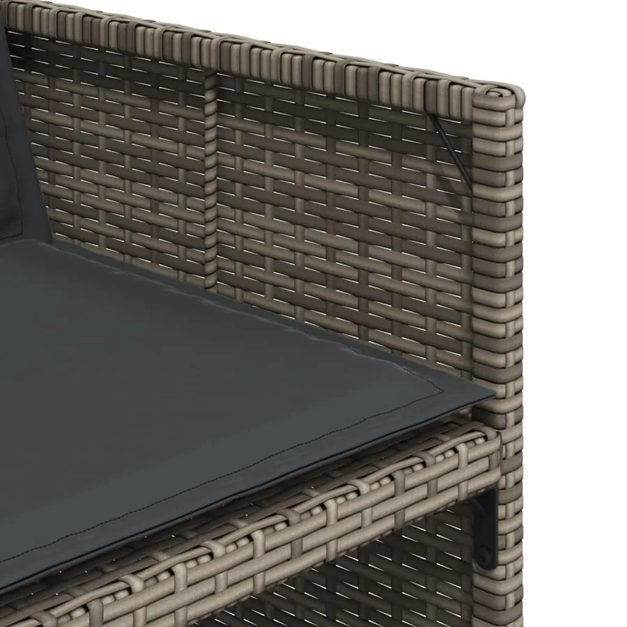 Ensemble à manger de jardin 11pcs avec coussins gris poly rotin - 9