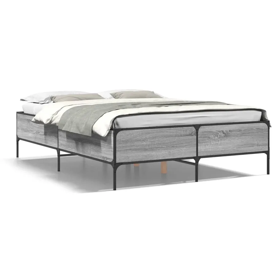 Cadre de lit sans matelas sonoma gris 160x200 cm - 2