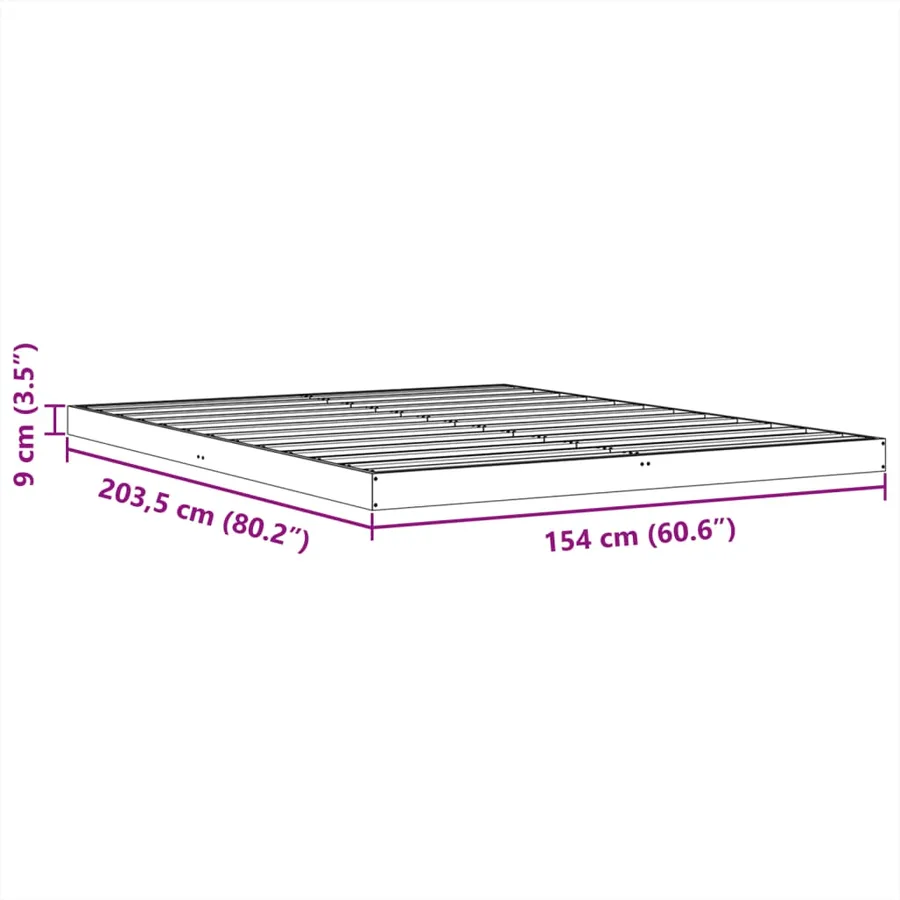 Cadre de lit sans matelas cire marron 150x200cm bois pin massif - 10