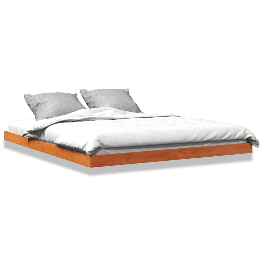 Cadre de lit sans matelas cire marron 150x200cm bois pin massif - 2