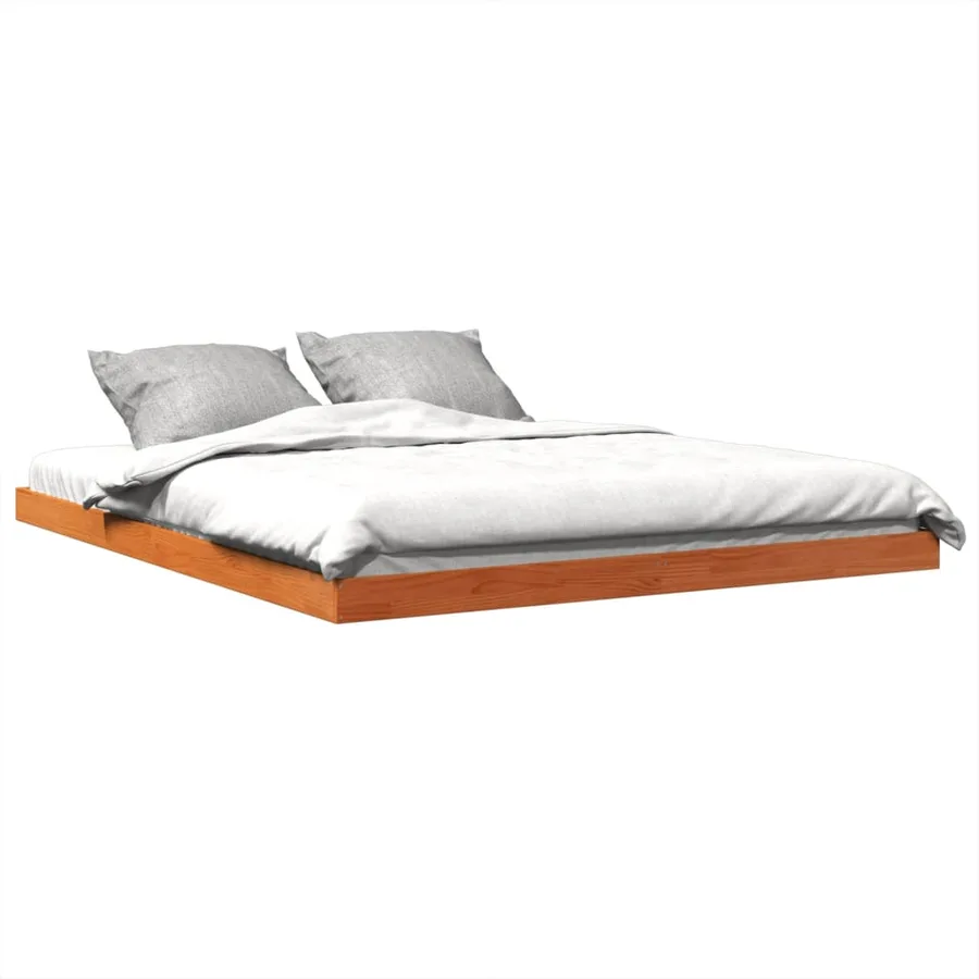 Cadre de lit sans matelas cire marron 150x200cm bois pin massif - 3