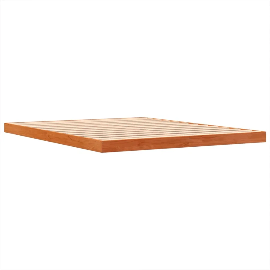 Cadre de lit sans matelas cire marron 150x200cm bois pin massif - 4