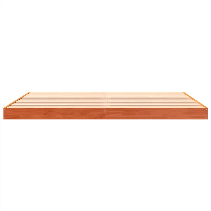 Cadre de lit sans matelas cire marron 150x200cm bois pin massif - 5