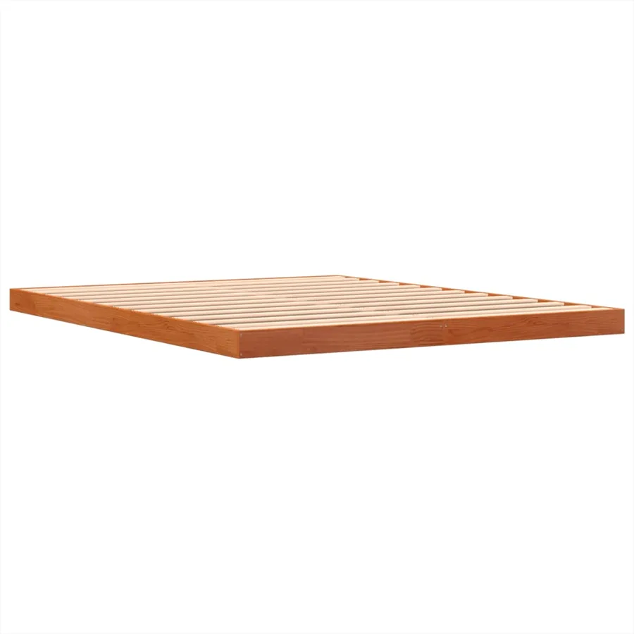 Cadre de lit sans matelas cire marron 150x200cm bois pin massif - 7
