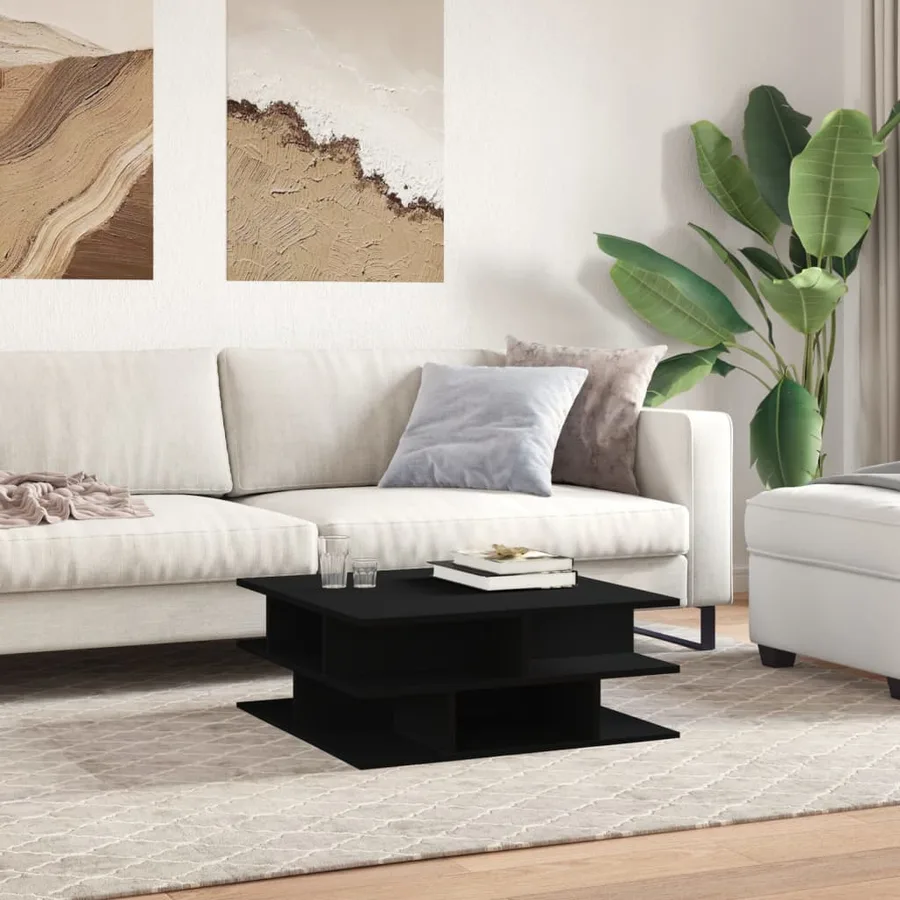Table basse noir 70x70x29 cm bois d'ingénierie - 3