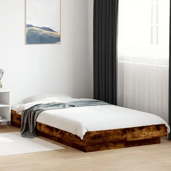 Cadre de lit sans matelas chêne fumé 90x190 cm