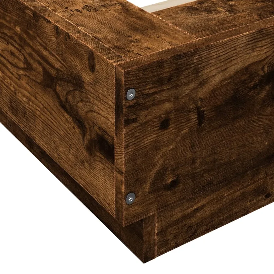 Cadre de lit sans matelas chêne fumé 90x190 cm - 7