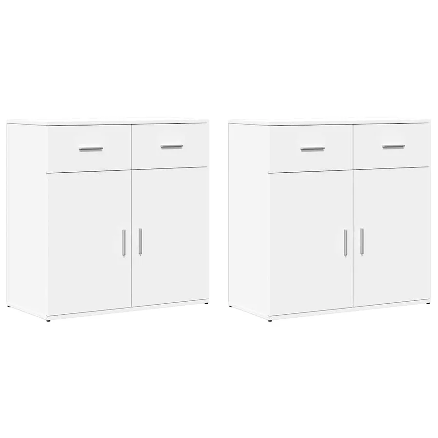 Buffets 2 pcs blanc 79x38x80 cm bois d’ingénierie - 2