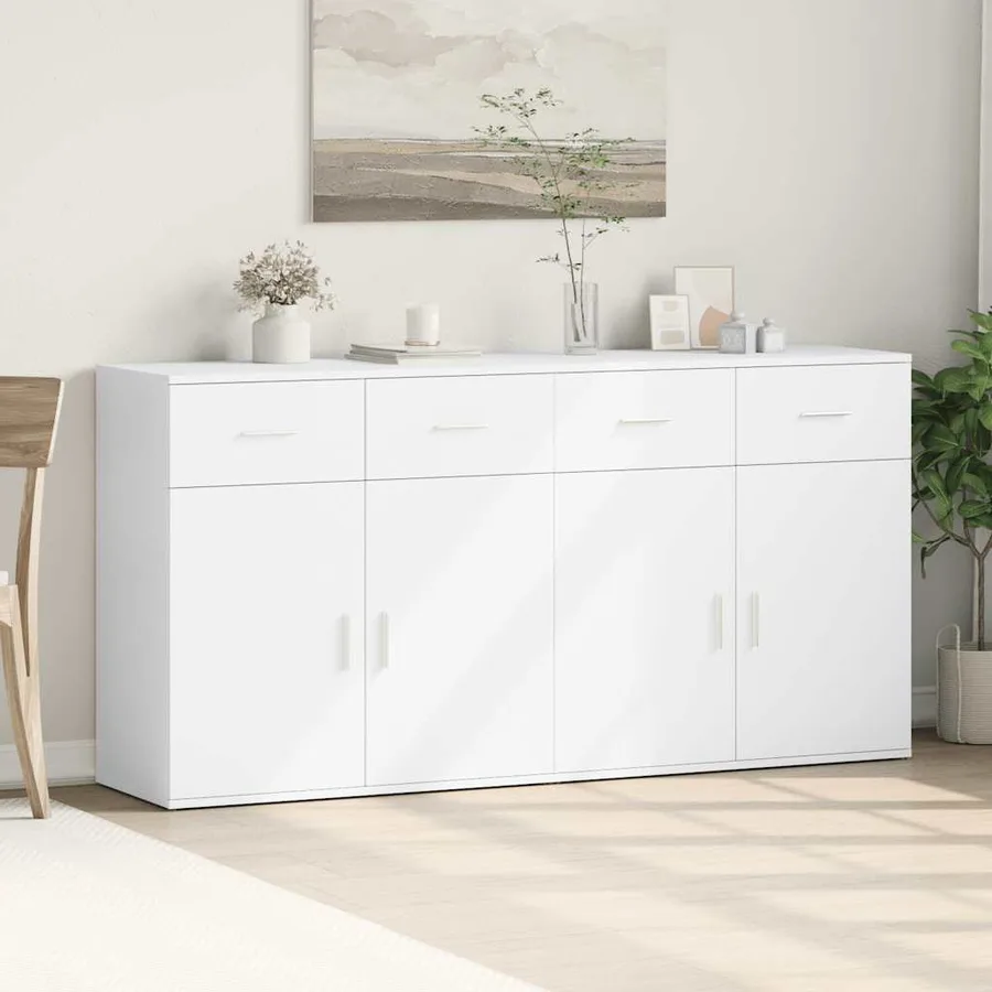 Buffets 2 pcs blanc 79x38x80 cm bois d’ingénierie - 3