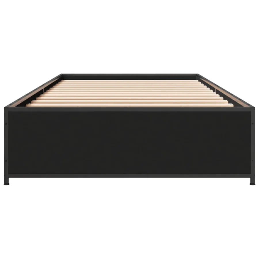 Cadre de lit sans matelas noir 90x200 cm - 4