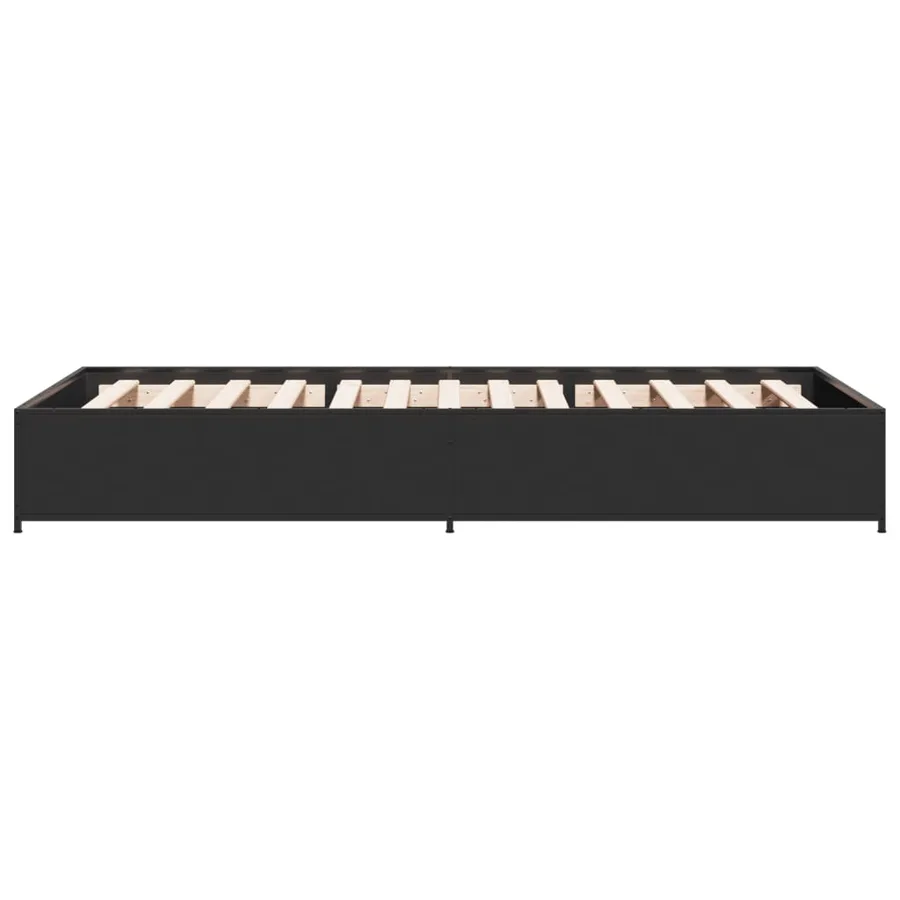 Cadre de lit sans matelas noir 90x200 cm - 5
