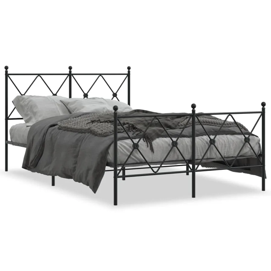 Cadre de lit métal sans matelas avec pied de lit noir 120x190cm - 2