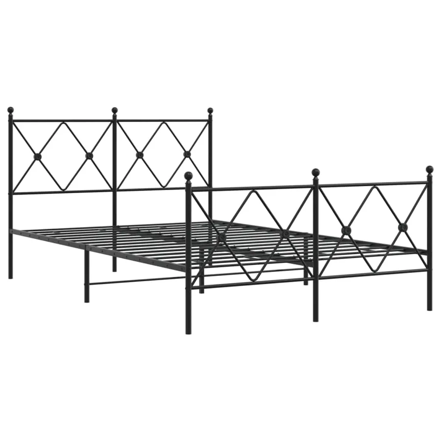 Cadre de lit métal sans matelas avec pied de lit noir 120x190cm - 3