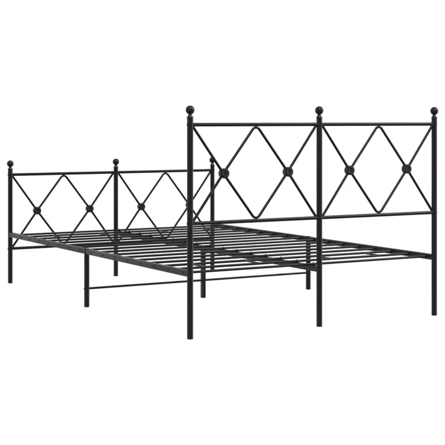 Cadre de lit métal sans matelas avec pied de lit noir 120x190cm - 6