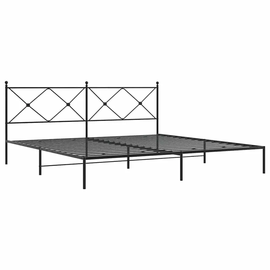 Cadre de lit métal sans matelas avec tête de lit noir 193x203cm - 3