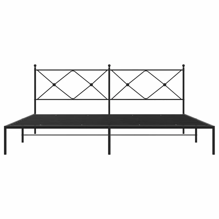 Cadre de lit métal sans matelas avec tête de lit noir 193x203cm - 4