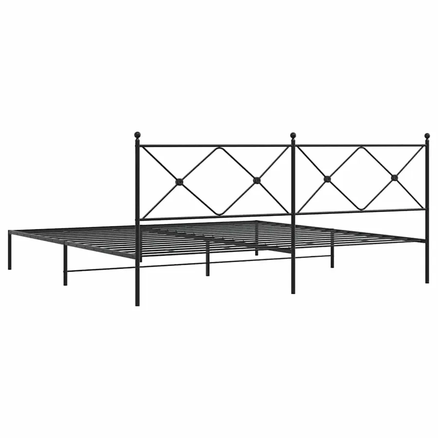 Cadre de lit métal sans matelas avec tête de lit noir 193x203cm - 6