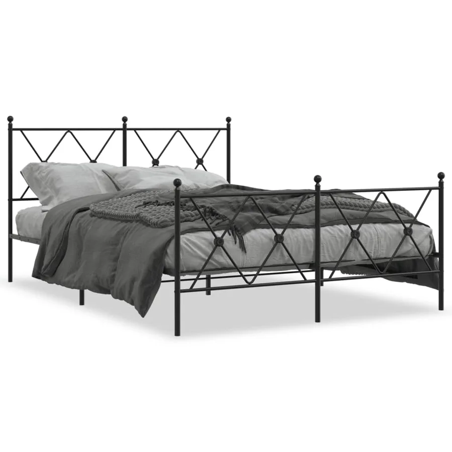 Cadre de lit métal sans matelas avec pied de lit noir 140x190cm - 2