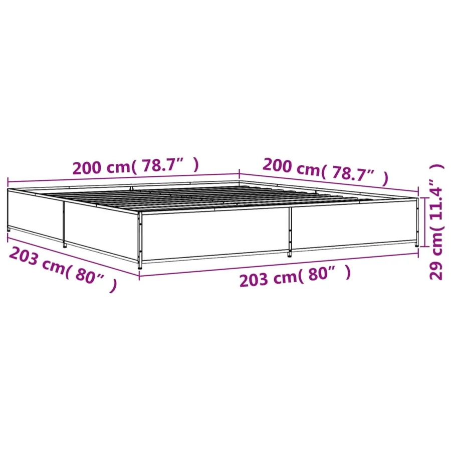 Cadre de lit sans matelas chêne sonoma 200x200 cm - 9