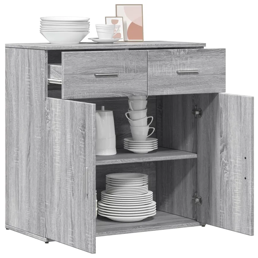 Buffet sonoma gris 79x38x80 cm bois d'ingénierie - 4