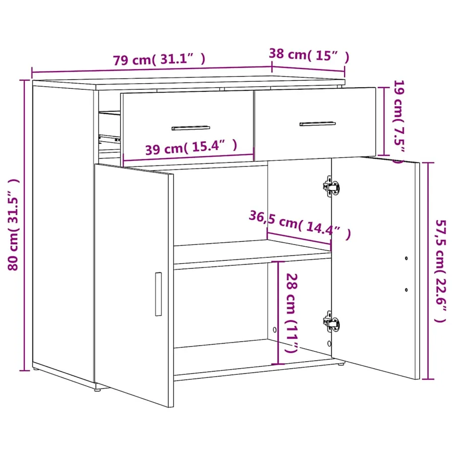 Buffets 2 pcs sonoma gris 79x38x80 cm bois d'ingénierie - 10