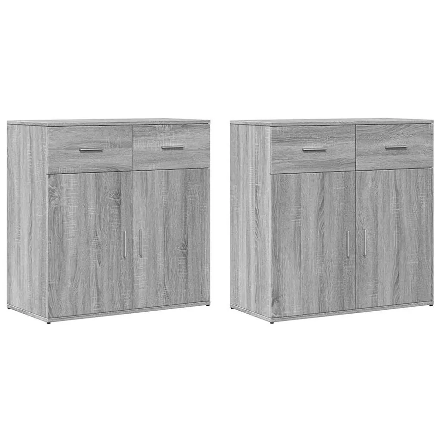 Buffets 2 pcs sonoma gris 79x38x80 cm bois d'ingénierie - 2