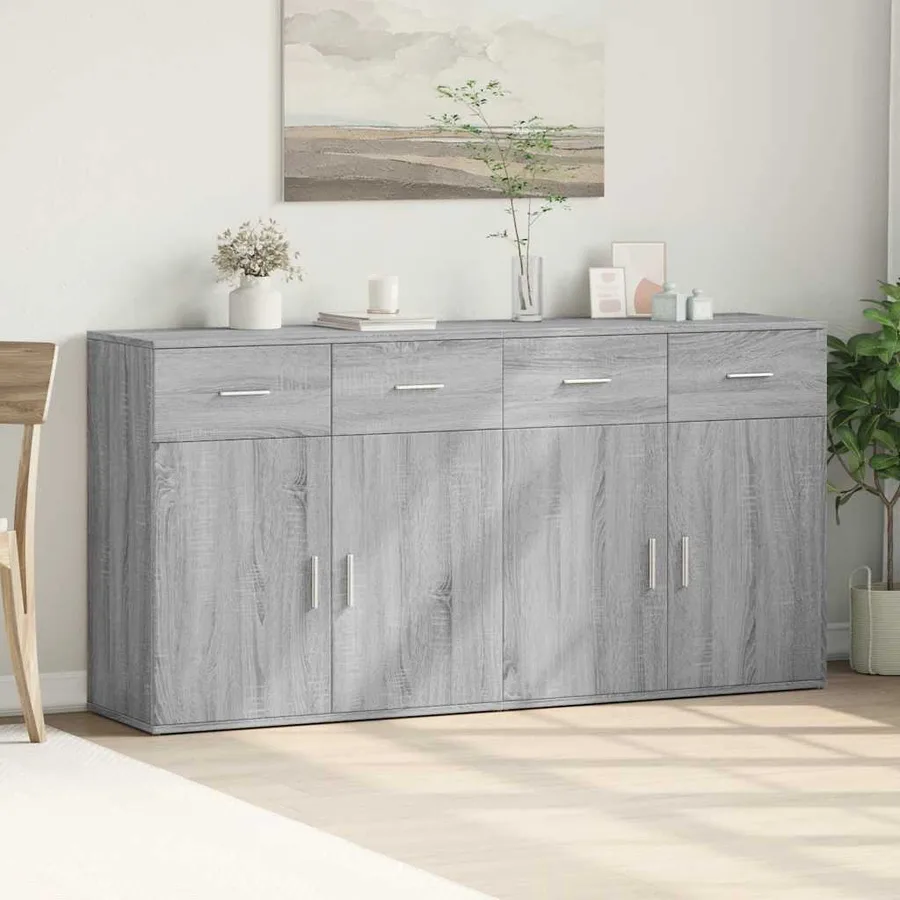 Buffets 2 pcs sonoma gris 79x38x80 cm bois d'ingénierie - 3
