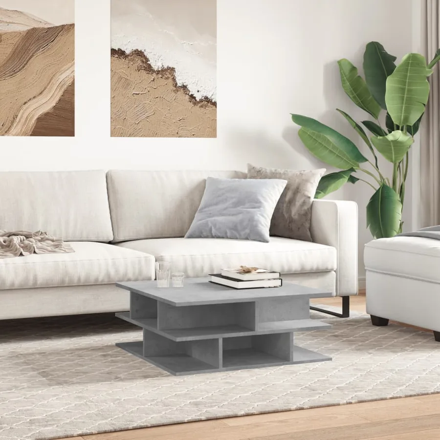 Table basse gris béton 70x70x29 cm bois d'ingénierie - 3