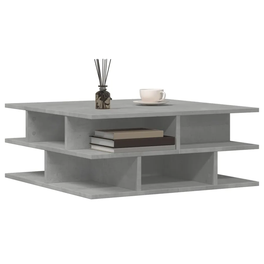 Table basse gris béton 70x70x29 cm bois d'ingénierie - 4