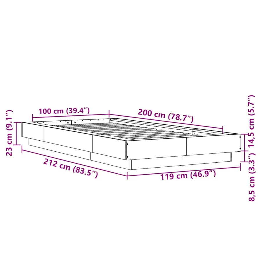 Cadre de lit avec lumières LED sans matelas blanc 100x200 cm - 14
