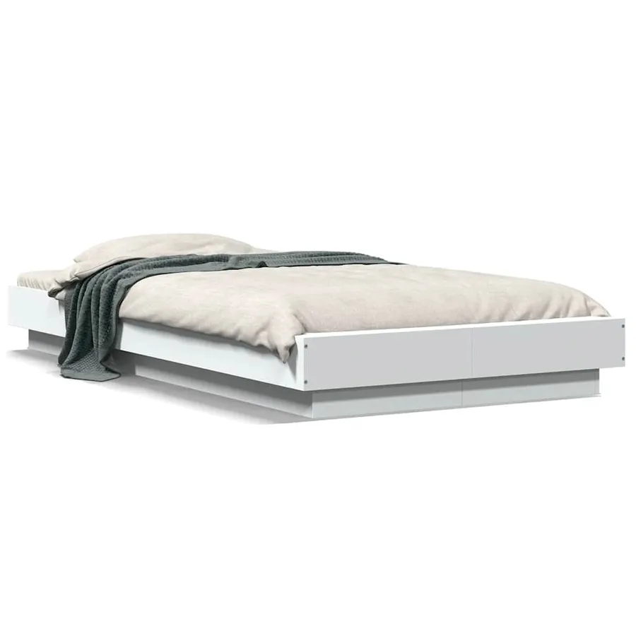 Cadre de lit avec lumières LED sans matelas blanc 100x200 cm - 2