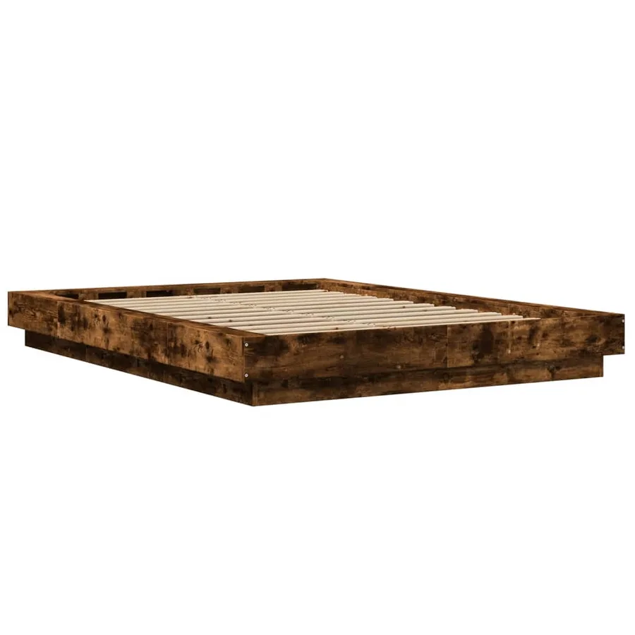 Cadre de lit sans matelas chêne fumé 140x190 cm - 6