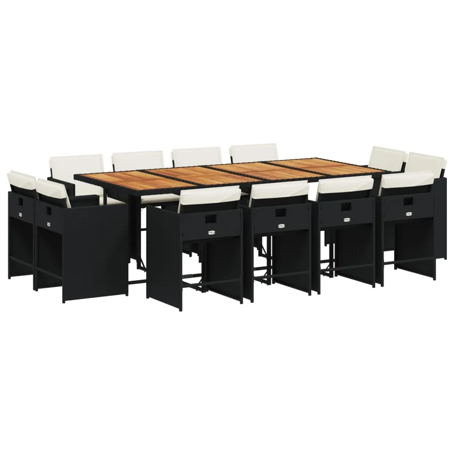 Ensemble à manger de jardin 13 pcs coussins noir résine tressée - 2